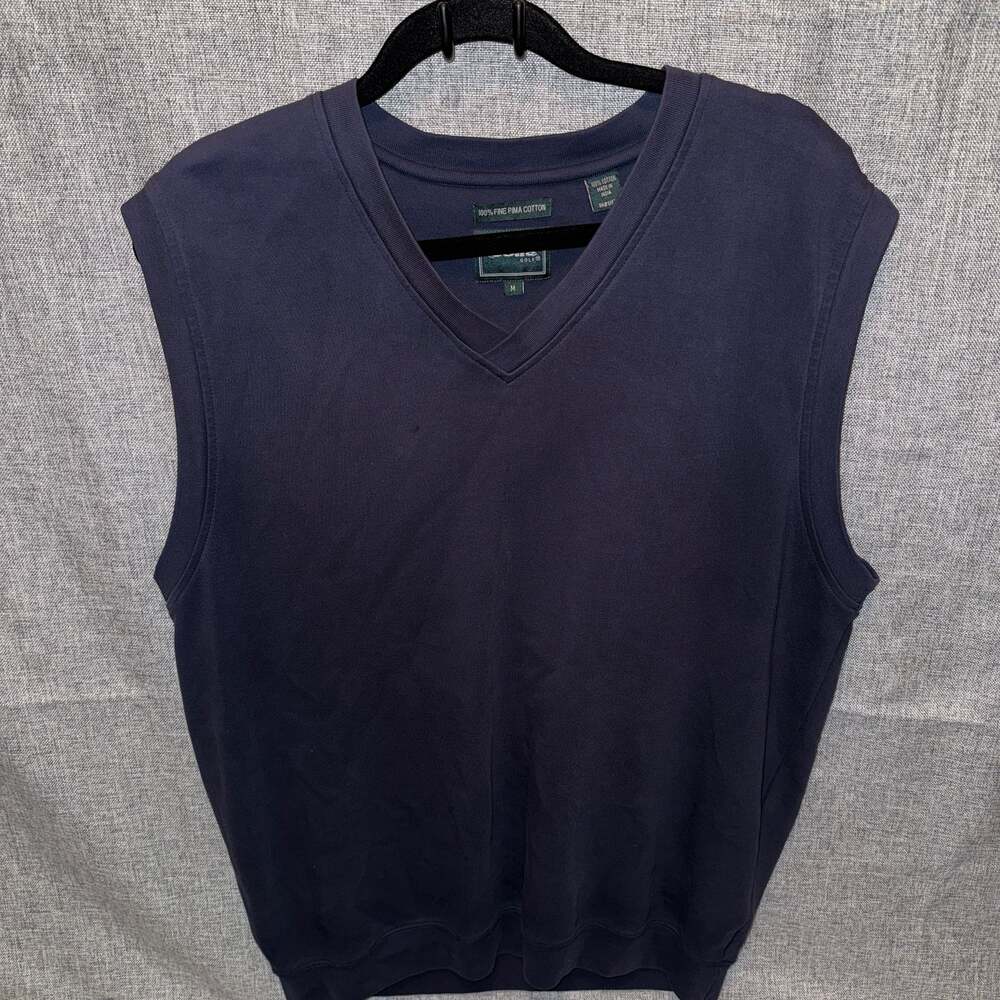 Bolle Golf Men's 100% Fine Pima Cotton V-Neck Sweater Vest Navy Blue Size M